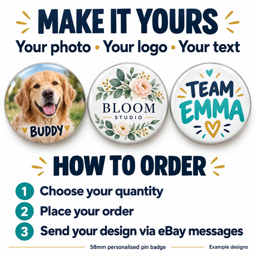 Personalised 58mm pin - pin, badge