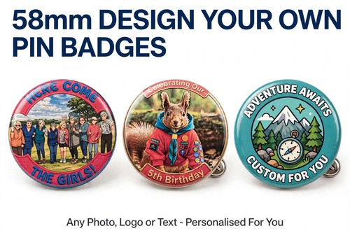 Personalised 58mm pin badge - pin,