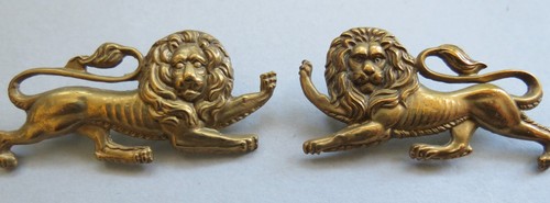 Brass collar badge - badge, pair